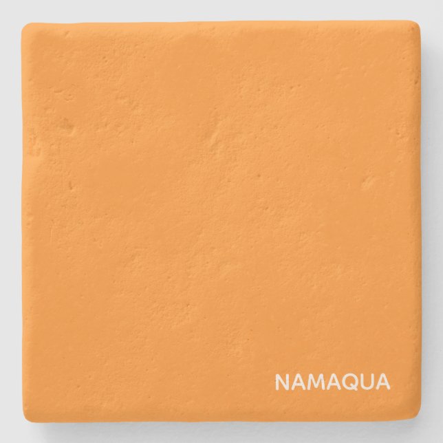 Namaqua orange colour name stone coaster (Front)