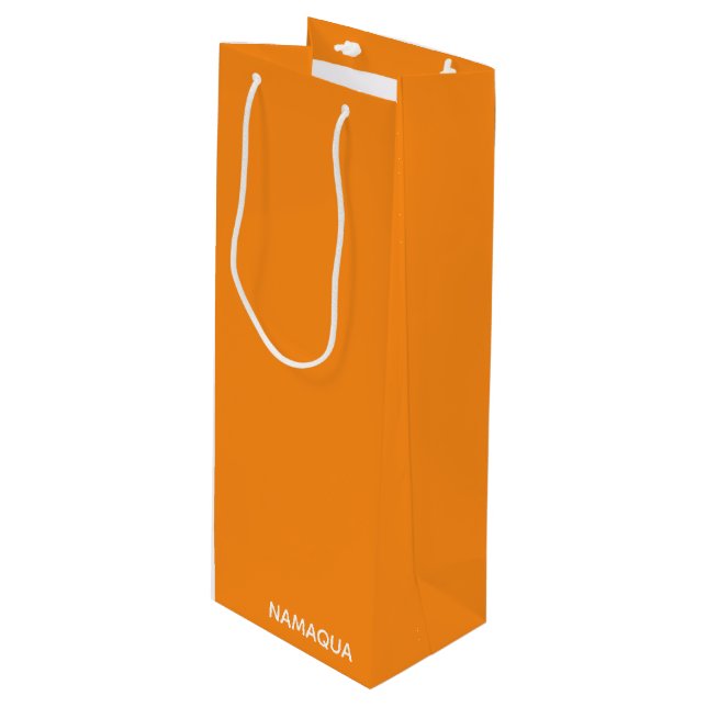 Namaqua orange colour name wine gift bag (Front Angled)