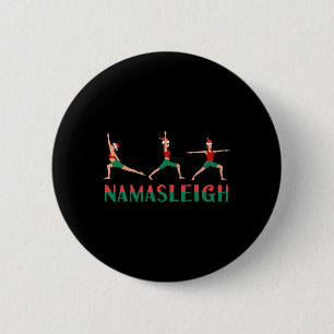 Namasleigh Christmas Yoga Workout Reindeer Xmas Li 6 Cm Round Badge