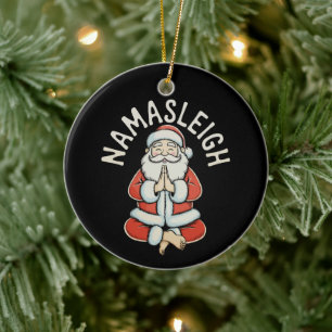 Namasleigh Santa Sleigh Namaste Yoga Meditation Ceramic Tree Decoration