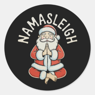 Namasleigh Santa Sleigh Namaste Yoga Meditation Classic Round Sticker