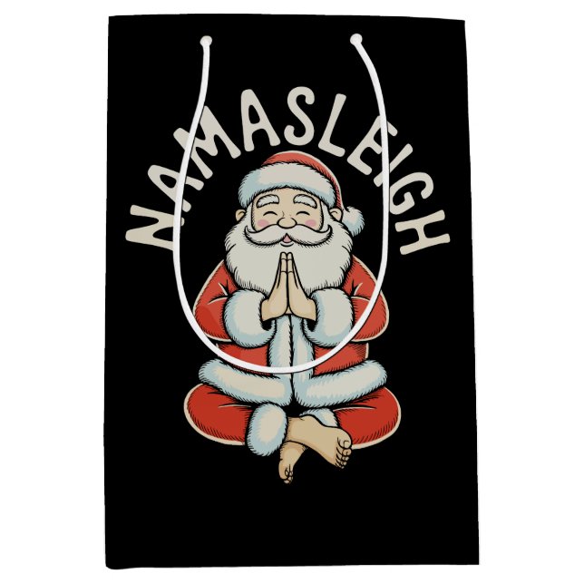 Namasleigh Santa Sleigh Namaste Yoga Meditation Medium Gift Bag (Front)