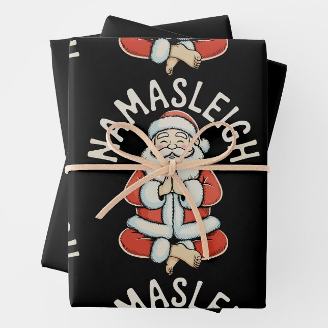 Namasleigh Santa Sleigh Namaste Yoga Meditation Wrapping Paper Sheet (In situ)