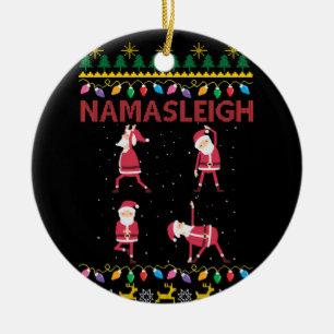 Namasleigh Santa's Yoga Positions Yoga Lover Xmas Ceramic Tree Decoration
