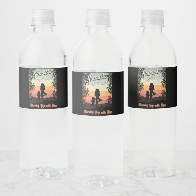Namasta Morning Yoga With Mum  Water Bottle Label (Bottles)