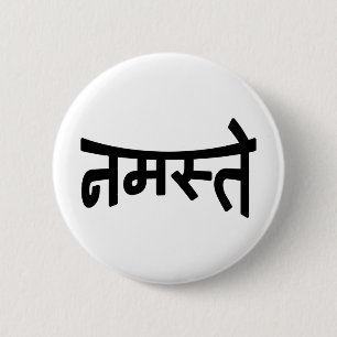 Namaste (नमस्ते) - Devanagari Script 6 Cm Round Badge