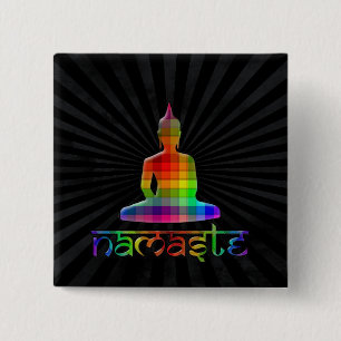 namaste 15 cm square badge