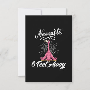 Namaste 6 Feet Away Flamingo Yoga Teachers Social Thank You Card