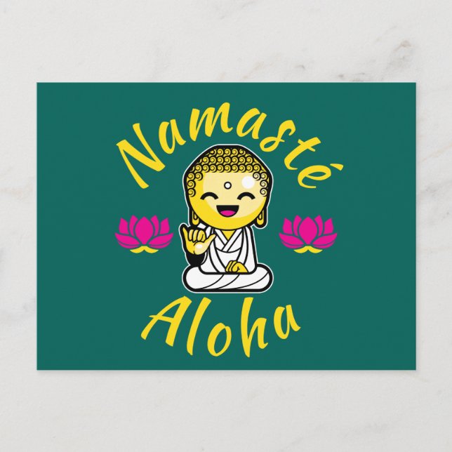 Namaste Aloha hand sign Buddha Humour Postcard (Front)