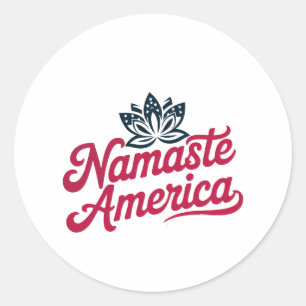 Namaste America Lotus Patriotic Sticker