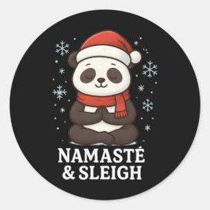 Namasté And Sleigh Christmas Yoga Panda Design Classic Round Sticker