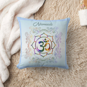 Namaste Aum (Om) Lotus Prismatic Ornamental Cushion