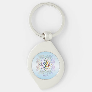 Namaste Aum (Om) Lotus Prismatic Ornamental Keycha Key Ring
