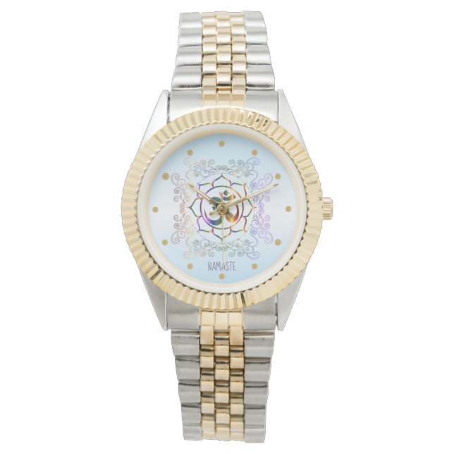 Namaste Aum (Om) Lotus Prismatic Ornamental Watch (Front)