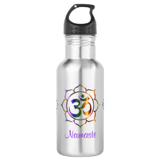 Namaste Aum Om & Lotus Prismatic Rainbow 532 Ml Water Bottle
