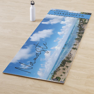 Namaste Beach Personal Name Yoga Mat