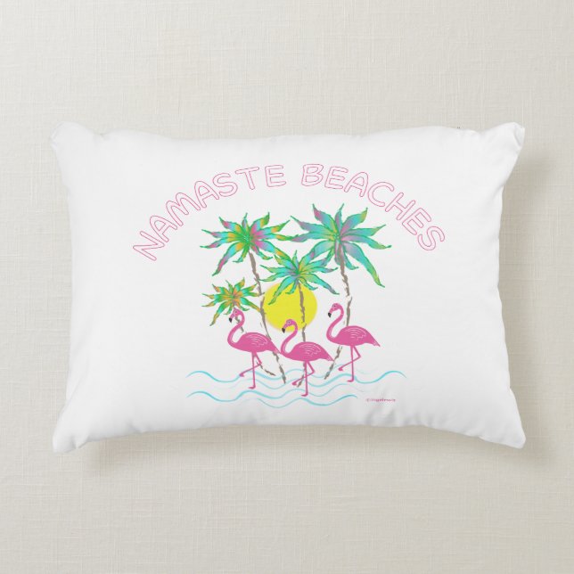 Namaste Beaches Zen Yoga Tropic Fun Graphic Decorative Cushion (Front)