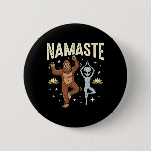 Namaste Bigfoot Alien Yoga Spiritual Lance Lotus F 6 Cm Round Badge