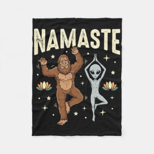 Namaste Bigfoot Alien Yoga Spiritual Lance Lotus F Fleece Blanket