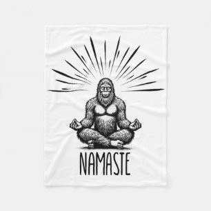 Namaste Bigfoot Yoga Meditation Funny Bigfoot Yoga Fleece Blanket
