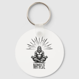 Namaste Bigfoot Yoga Meditation Funny Bigfoot Yoga Key Ring