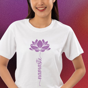 Namaste Black Lotus Flower Modern Script T-Shirt