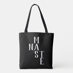 Namaste   black white double sided tote bag