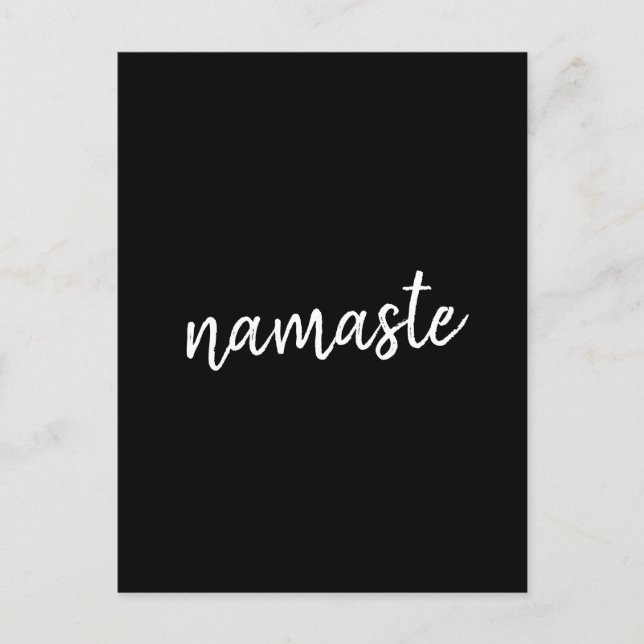 Namaste | Black Yoga Modern Spiritual Meditation Postcard (Front)