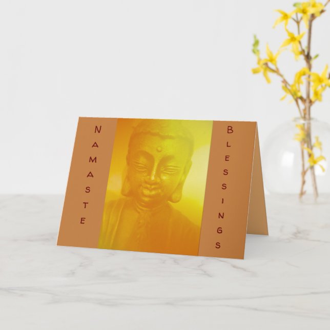 Namaste Blessings Folded Greeting Card (Yellow Flower)