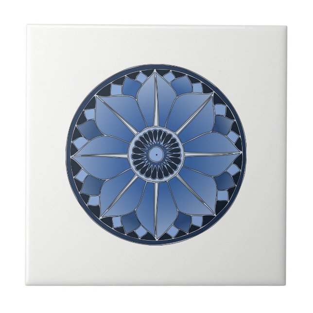 NAMASTE Blue Flower Spiritual Lotus Mandala Tile (Front)