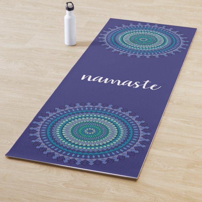Namaste Blue Mandala Flower Yoga Mat (In Situ)