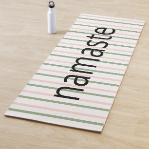 Namaste Breathe Pink and Green Stripes Yoga Mat