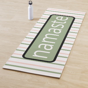 Namaste Breathe Pink and Green Stripes Yoga Mat