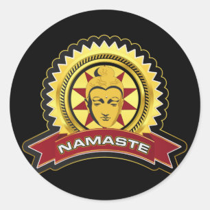 Namaste Buddha Logo Classic Round Sticker