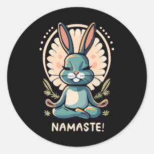 namaste bunny yoga rabbit meditation classic round sticker