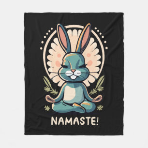 namaste bunny yoga rabbit meditation fleece blanket