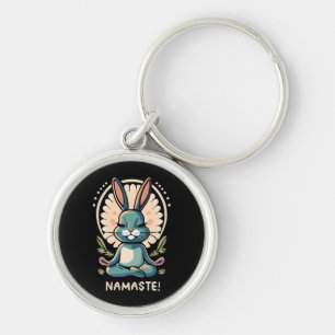 namaste bunny yoga rabbit meditation key ring