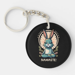 namaste bunny yoga rabbit meditation key ring