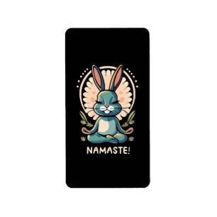 namaste bunny yoga rabbit meditation label