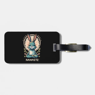 namaste bunny yoga rabbit meditation luggage tag