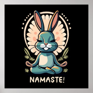 namaste bunny yoga rabbit meditation poster