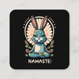 namaste bunny yoga rabbit meditation square business card