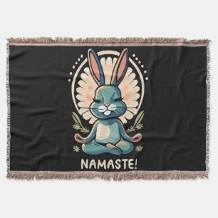 namaste bunny yoga rabbit meditation throw blanket