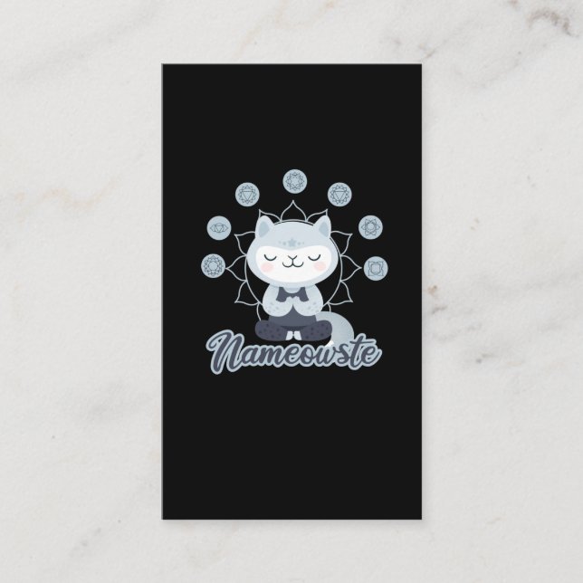 Namaste Cat Yoga Meditation Kitten Cute Pet Business Card (Front)