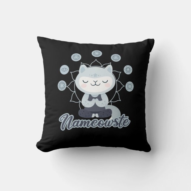 Namaste Cat Yoga Meditation Kitten Cute Pet Cushion (Front)