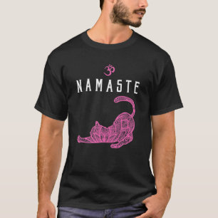 Namaste Cat Yoga Pose Om Symbol Funny Yoga Gift Fo T-Shirt