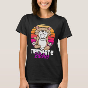 Namaste Cat Yoga Positive Vibes Sarcastic T-Shirt