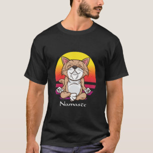 Namaste Cats Retro Sunset Clothing Yoga T-Shirt