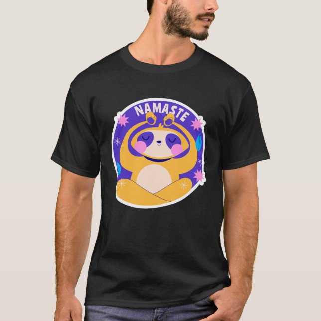 Namaste Cute Yoga Cat Premium T-Shirt (Front)