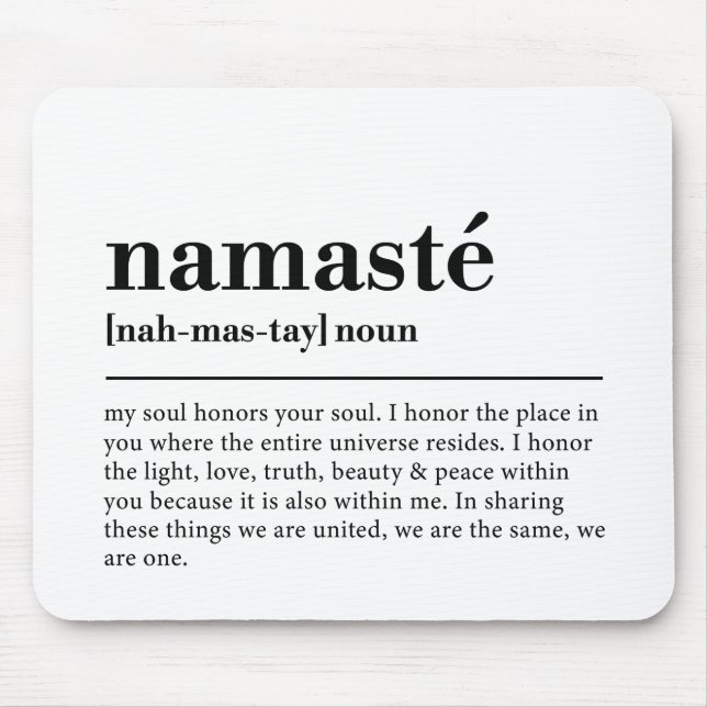 Namaste Definition Yoga Modern Minimal Meditation Mouse Mat (Front)